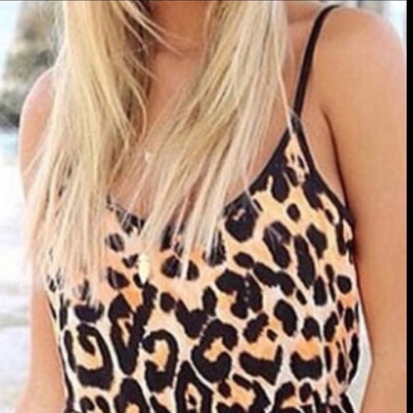 Cute Leopard Open Back Adjustable Straps Elastic Waist Romper/1pc/jumper/Overall - Picture 4 of 9